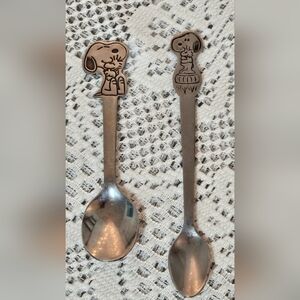 Vintage SNOOPY 1960s Collectible Childrens Spoons - Pair